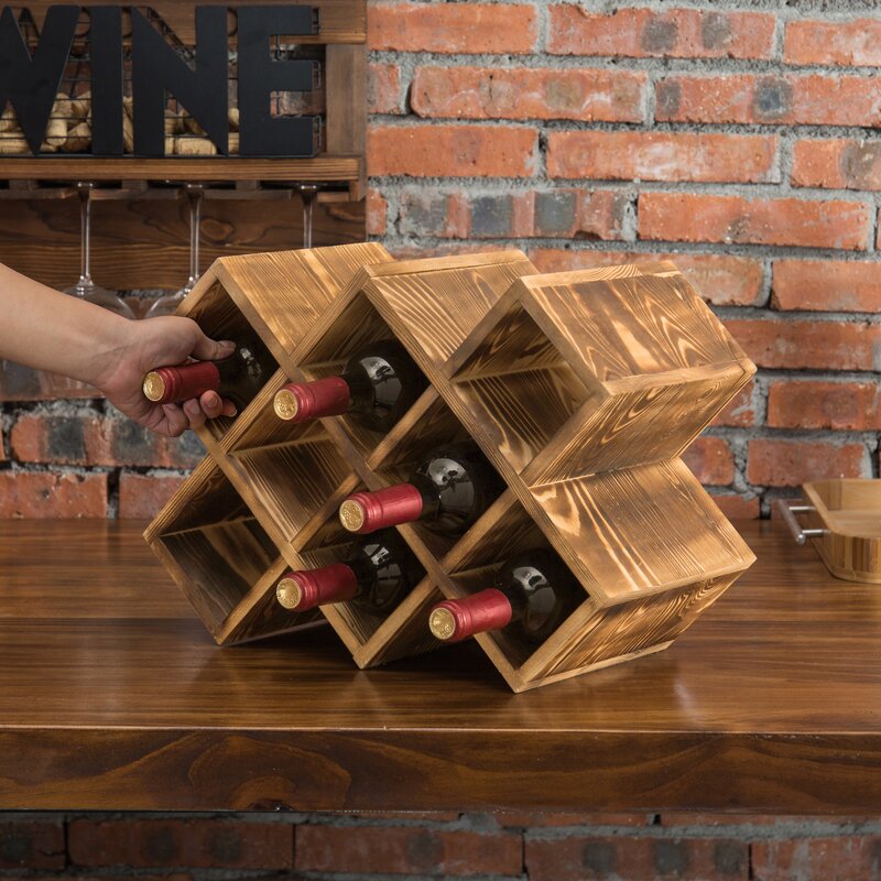 Loon Peak Solid Wood Tabletop Wine Bottle Rack In Brown Reviews Wayfair